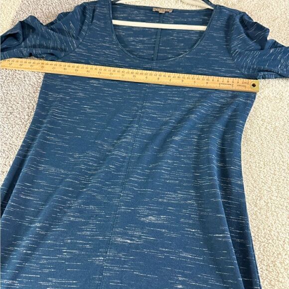 Lilla P Dress Womens Size Medium Maxi front slit Navy Blue space Dye Minimalist - Picture 9 of 12